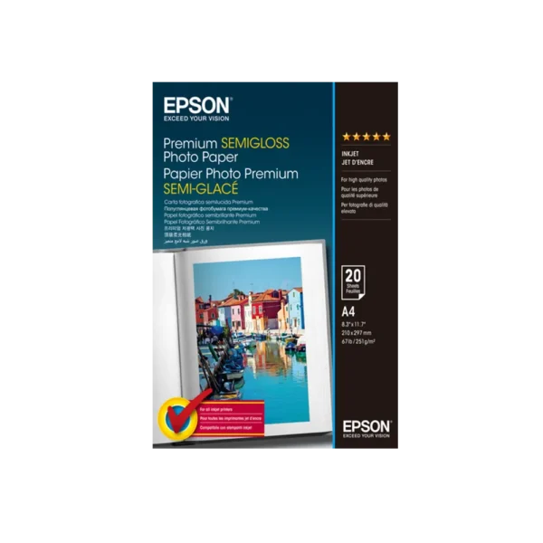 C13S041332 Epson Premium Semigloss Photo Paper, DIN A4